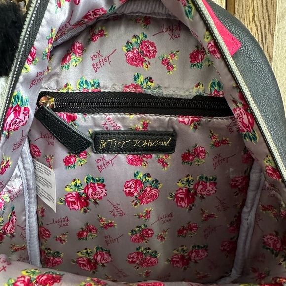 Betsey Johnson White and Black Quilted Backpack with Panda Design - Picture 6 of 11